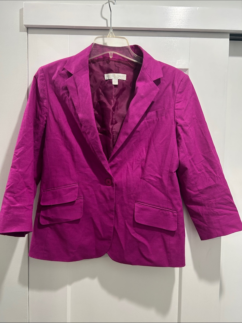 New York & Company Magenta Single-Button Blazer